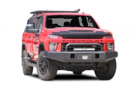 Chevrolet Silverado 2500HD Single Hoop Winch Bar  01/22>11/23 - Polished Tube/Textura Black Channel                                                               